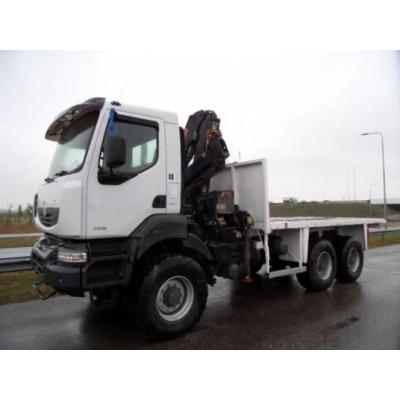 Renault  Kerax 380DXI 6x6 flatbed truck with Crane