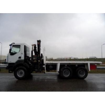 Renault  Kerax 380DXI 6x6 flatbed truck with Crane